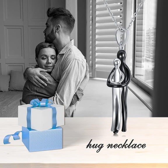 SISGEM Hug Necklace for Women 925 Sterling Silver Couple Necklace Birthday Valentine's Day Christmas Gifts for Wife Girlfriend Daughter