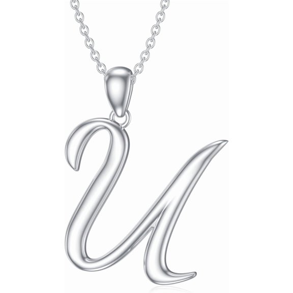 SISGEM Initial Necklaces 26 Capital Letter Necklaces S925 Sterling Silver Letter Pendant Initial Necklace for Women