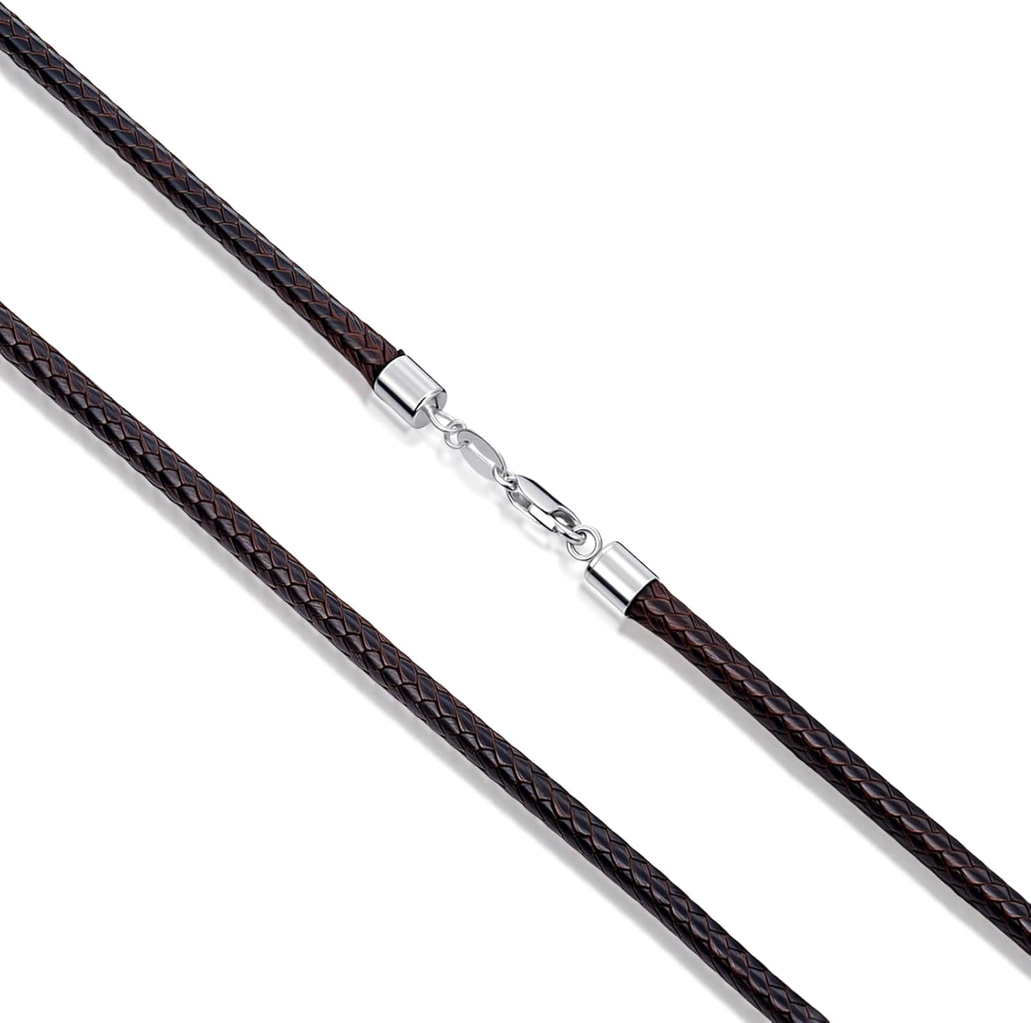 SISGEM Leather Cord Necklace Chain for Women Men with 925 Sterling Silver Lobster Clasp, 2/3mm Black/Brown Leather Necklace Cord 16/18/20/22/24 Inches