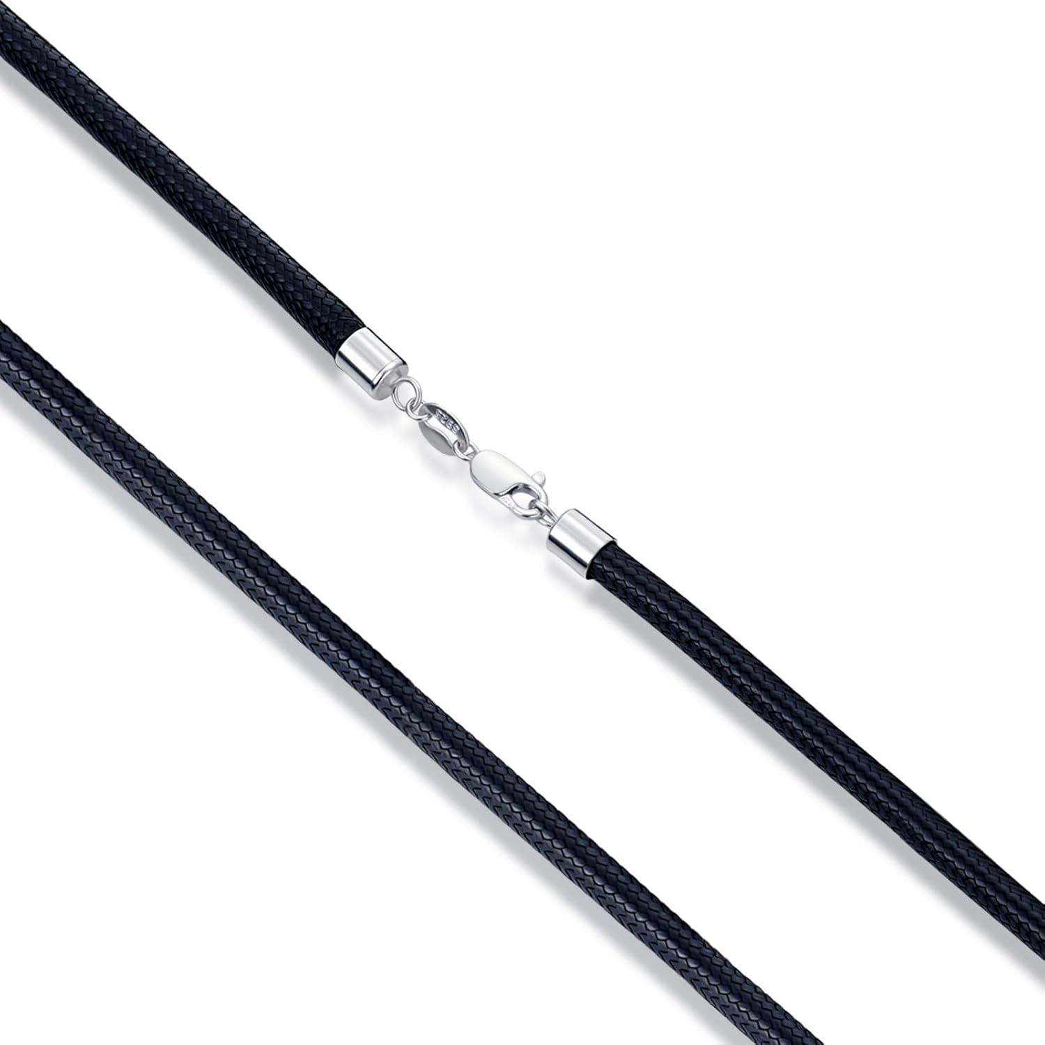 SISGEM Leather Cord Necklace Chain for Women Men with 925 Sterling Silver Lobster Clasp, 2/3mm Black/Brown Leather Necklace Cord 16/18/20/22/24 Inches