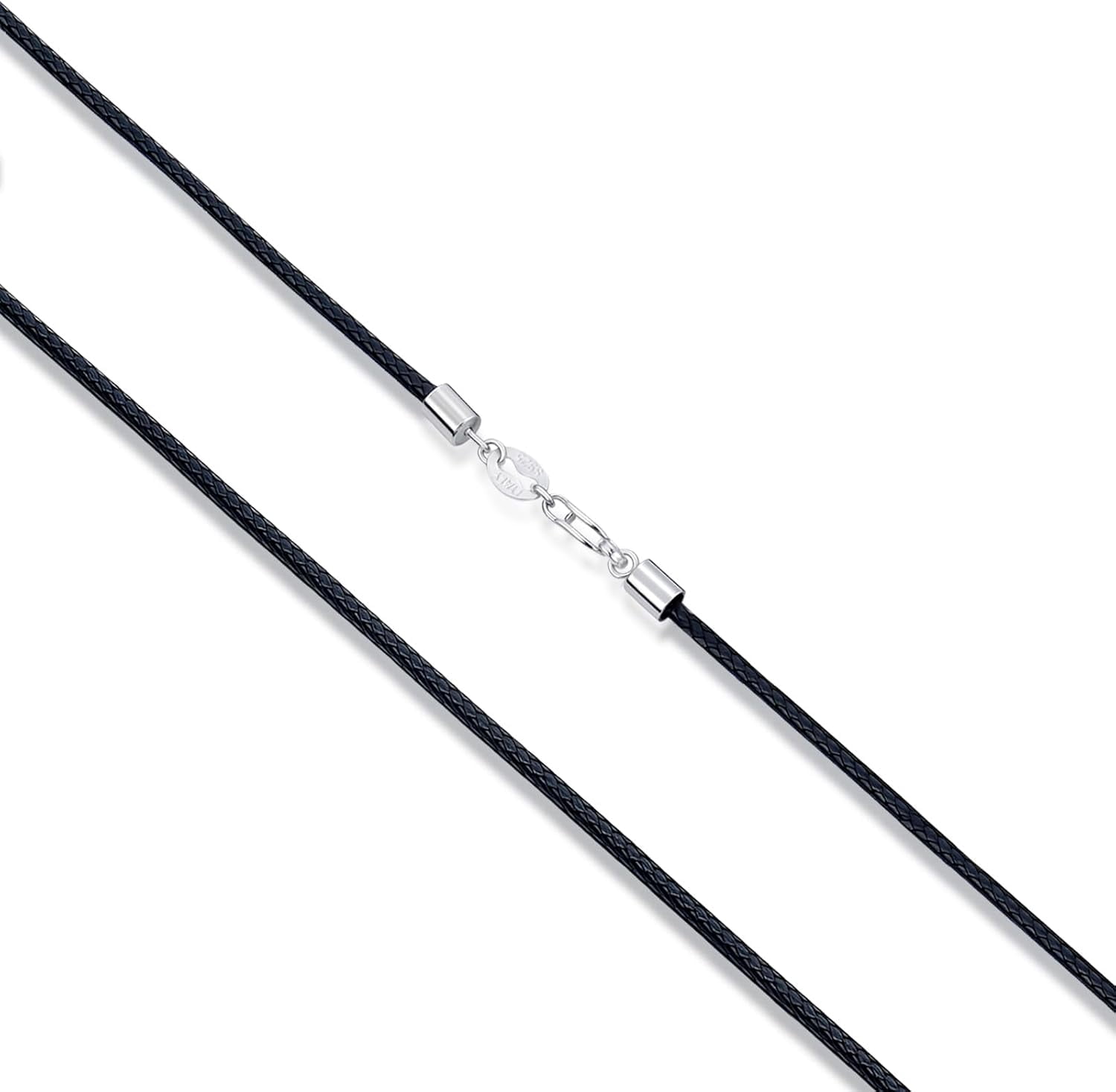 SISGEM Leather Cord Necklace Chain for Women Men with 925 Sterling Silver Lobster Clasp, 2/3mm Black/Brown Leather Necklace Cord 16/18/20/22/24 Inches