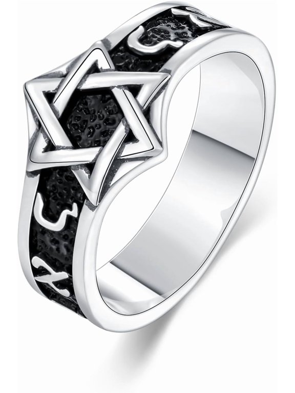 Mens Star of David Ring with Hebrew Size 9/10/11 in 925 Sterling Silver Jewish Star Rings Jewelry Gifts