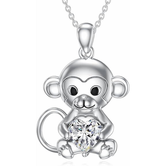SISGEM Monkey Necklace Birthstone Monkey Pendant Necklace Jewelry Gift for Women