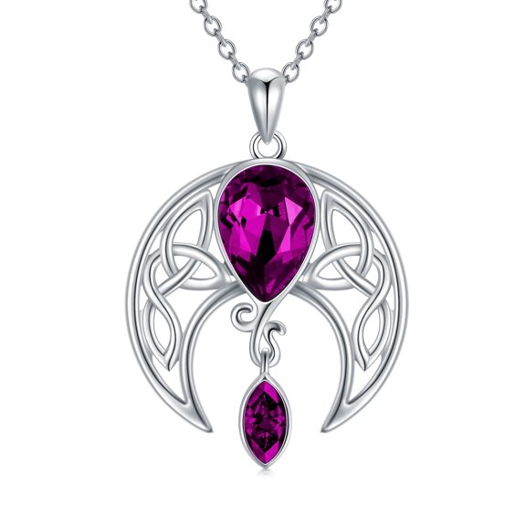 SISGEM Moon Necklace Sterling Silver Celtic Crescent Moon Goddess Pendant Celtic Moon Jewelry Gift for Women Mom Wife