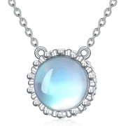 SISGEM Moonstone Necklace for Women S925 Sterling Silver Simple Rainbow Moonstone Pendant Necklace for Women Jewelry Gift for Women