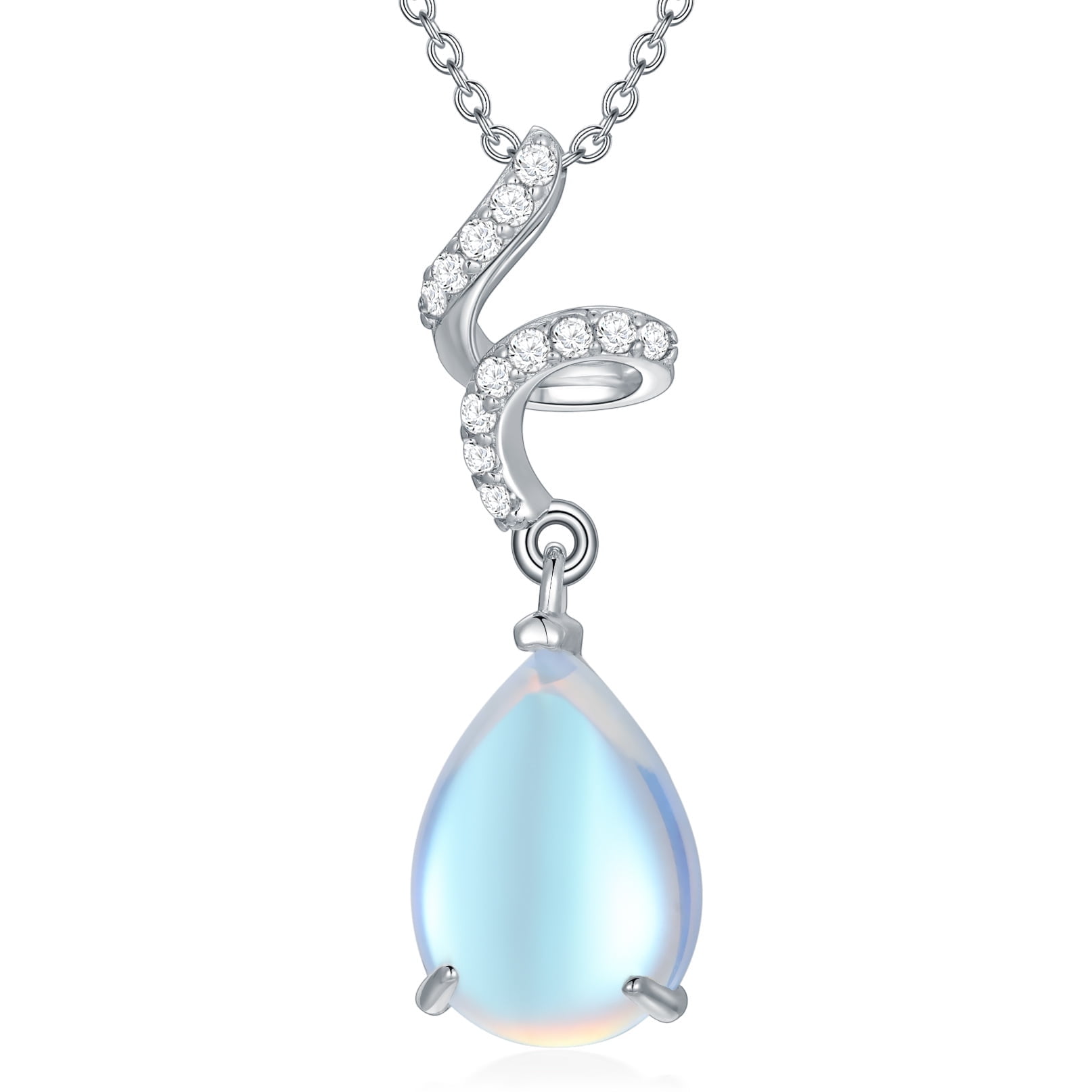 Elli Elli Necklace ladies drop pendant plain with zirconia in 925 sterling silver in white - Necklaces - Free Shipping