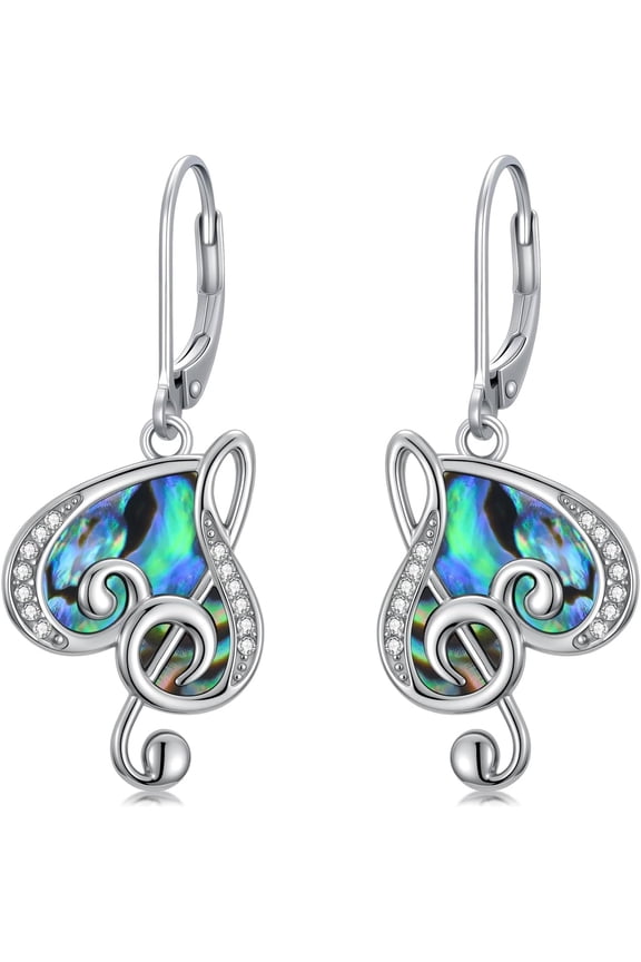 Music Note Lab Grown Diamond Dangle Drop Earrings, 925 Sterling Silver Musical Note Dangle Hoop Earrings for Women, Dainty Hoop Earrings Jewelry Gift for Music Lover (D Color, VVS Clarity)