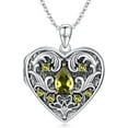 thumbnail image 1 of SISGEM Natural Gemstone Heart Locket Necklace for Women 925 Sterling Silver Locket Necklace That Holds Pictures Photo Custom Lockets Jewelry Personalized Genuine Amethyst Locket Gifts, 1 of 3