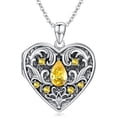 thumbnail image 1 of SISGEM Natural Gemstone Heart Locket Necklace for Women 925 Sterling Silver Locket Necklace That Holds Pictures Photo Custom Lockets Jewelry Personalized Genuine Amethyst Locket Gifts, 1 of 4