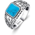 thumbnail image 1 of SISGEM Natural Turquoise Rings for Women 925 Sterling Silver Turquoise Ring Great Christmas Rings Boho Turquoise Jewelry for Women ，Size 7, 1 of 8