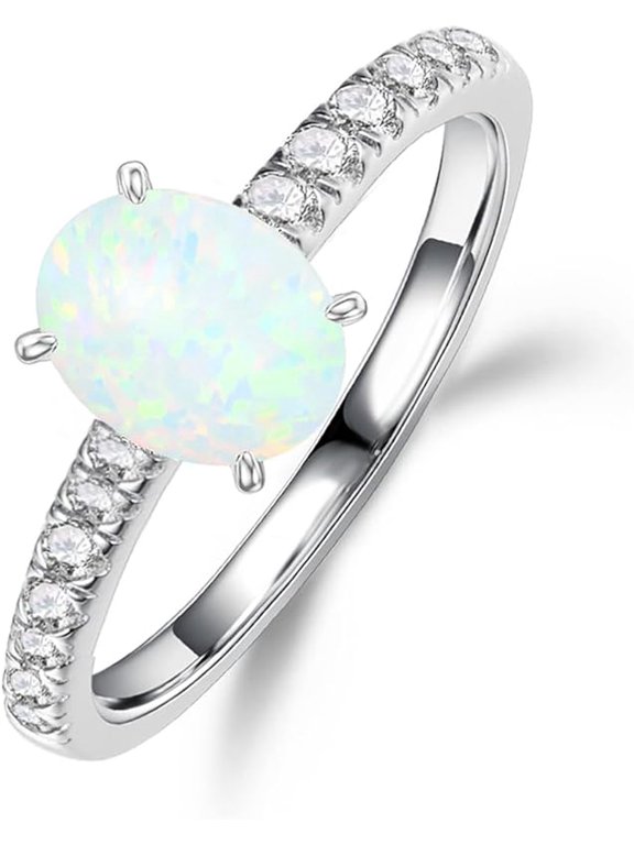 Opal Genuine Black Onyx Moss Agate Turquoise Ring for Women 925 Sterling Silver Oval Engagement Wedding Ring Engraved Customized Jewelry