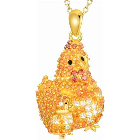 SISGEM S925 Sterling Silver Animals Pendant 7A Cubic Zirconia Panda/Elephant/Owl/Hummingbird/Cow/Mouse/Giraffe/Lion/Chicken/Monkey/Parrot/Bird Necklaces for Women