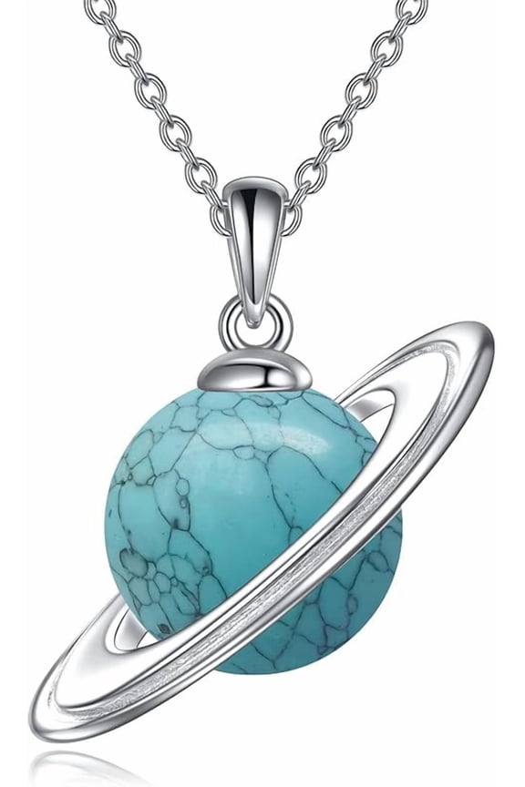 Saturn Necklace 925 Sterling Silver Cosmic Saturn Planet Pendant Necklace Gift for Women