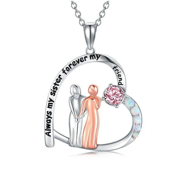 SISGEM Gifts for Sisters Sterling Silver Sisters Heart Necklace Always My Sister Forever My Friend Christma Birthday Jewelry Gifts for Sisters
