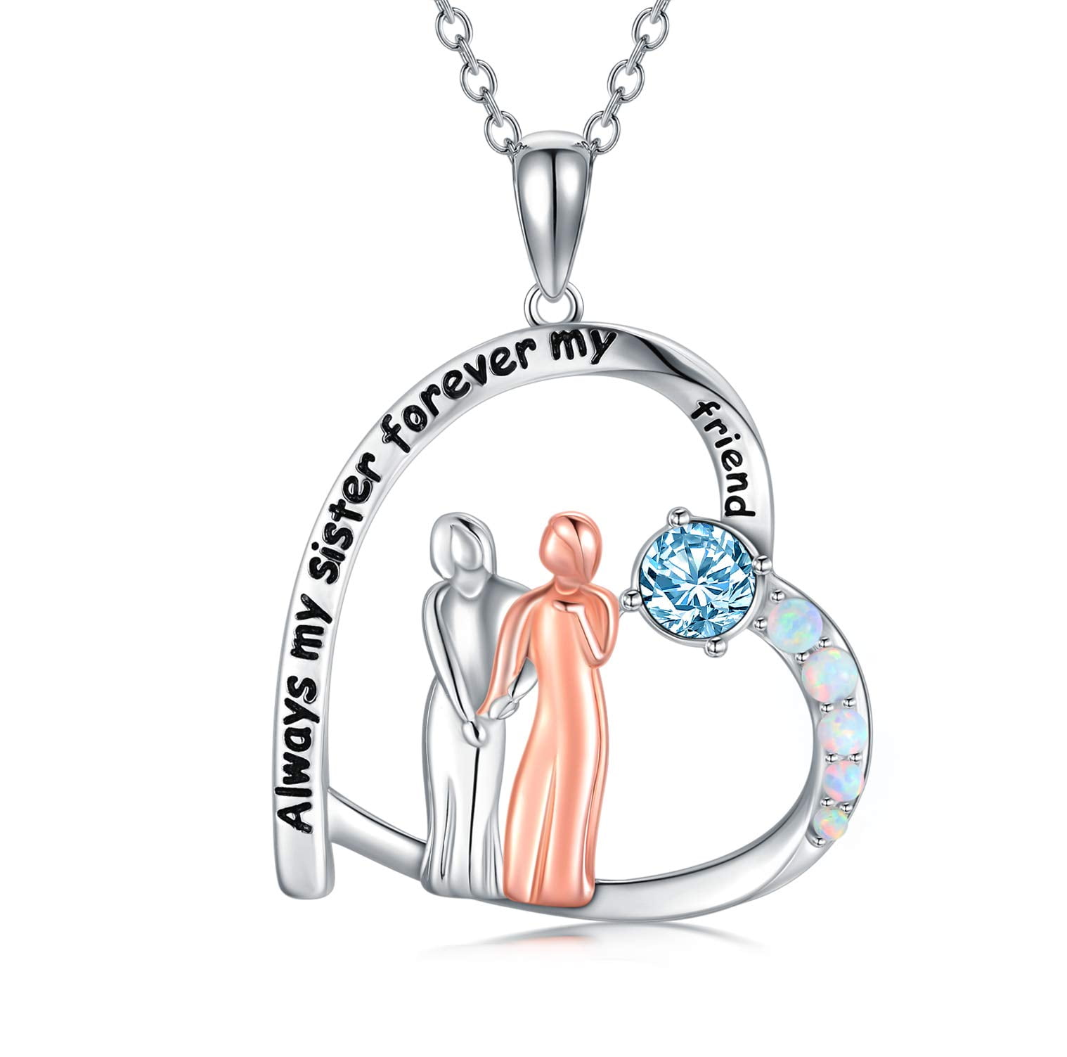 SISGEM Sisters Gifts for Sisters Sterling Silver Sisters Heart Necklace