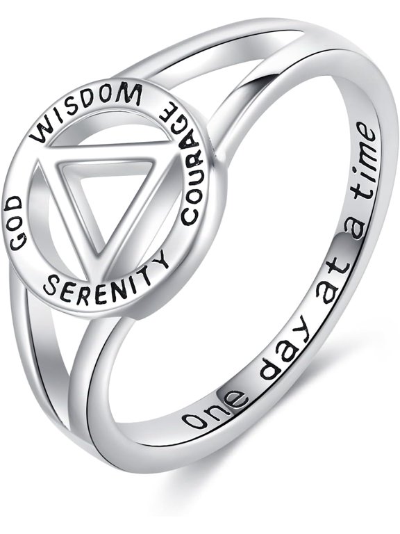 Sobriety Rings for Women AA Ring Sobriety Gifts 925 Sterling Silver Alcoholics Anonymous Gifts Stay Sober Recovery Jewelry for Men Women Her