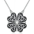 thumbnail image 1 of SISGEM Sterling Silver Lucky Four Leaf Clover Necklace,4-in-1 Wearing 2 Sides Heart Love Oxidized Pendant Gift for Women, 1 of 6
