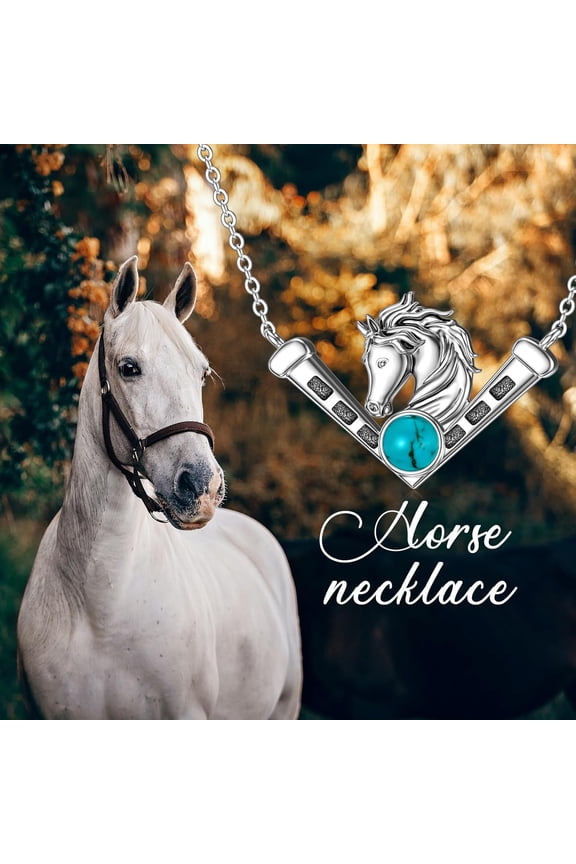 Sterling Silver Turquoise Horse Pendant Necklace for Women, Horse Lovers & Jewelry Enthusiasts