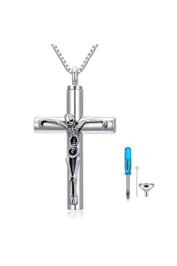 Sterling Silver Urn Necklace for Ashes, Cross Necklace, Memories Jewelry to Keep Someone Near to You