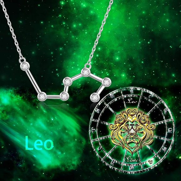 SISGEM Sterling Silver Zodiac Necklace Embellished with Crystals from Austria, 12 Constellation Horoscope Astrology Necklace, Anniversary Birthday Jewelry Gifts for Women