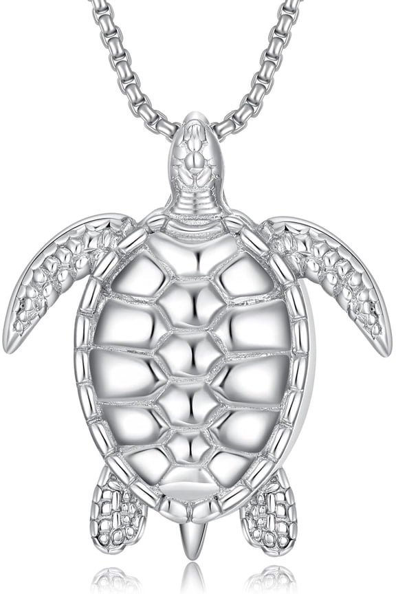Turtle Necklace 925 Sterling Silver Animal Ocean Sea Turtle Pendant Necklace Jewelry Gifts for Men Women