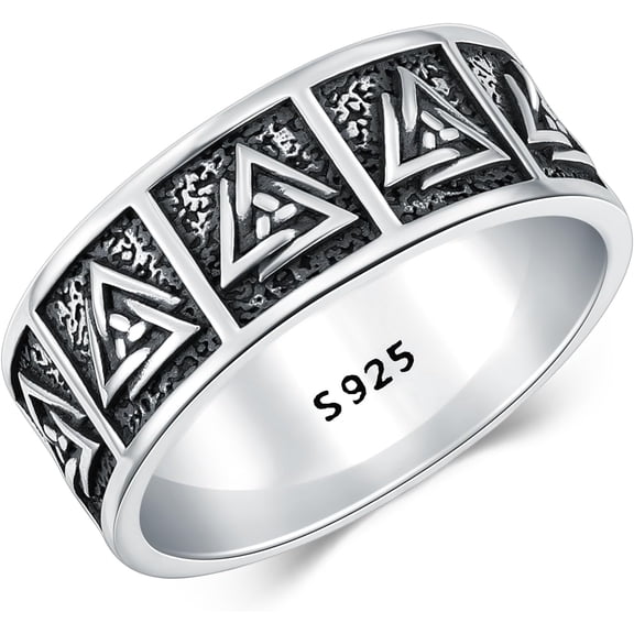 SISGEM Viking Rings for Men 925 Sterling Silver Norse Valknut Ring Jewelry for Men
