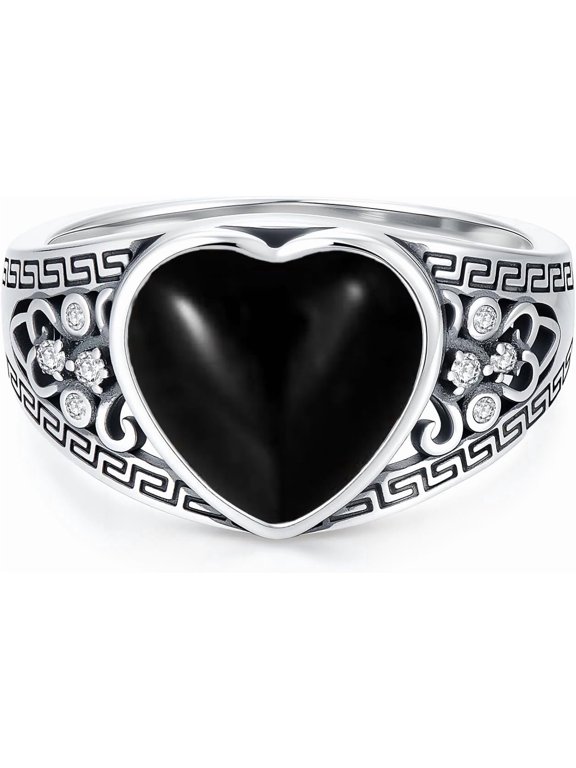 Vintage Black Onyx Ring 925 Sterling Silver 10 MM Oval Cut Black Onyx Retro Ring for Women Size 4-12