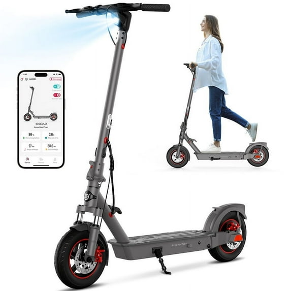 SISIGAD 10" Tires Electric Scooter Adults, 600W Motor, 20 Mph Top Speed, 26 Miles Range with Dual Brakes and Dual Shock Absorption, Portable Folding Commuting App Control