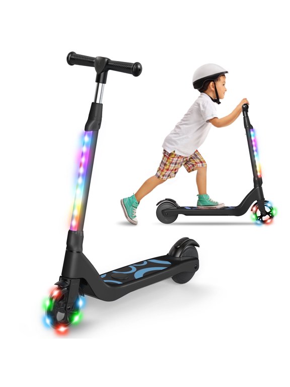 5.3" Electric Scooter for Kids Ages 6-12, 80W Kids Kick Scooter with LED Light-up Wheel and 3 Adjustment Levels Handlebar, Black