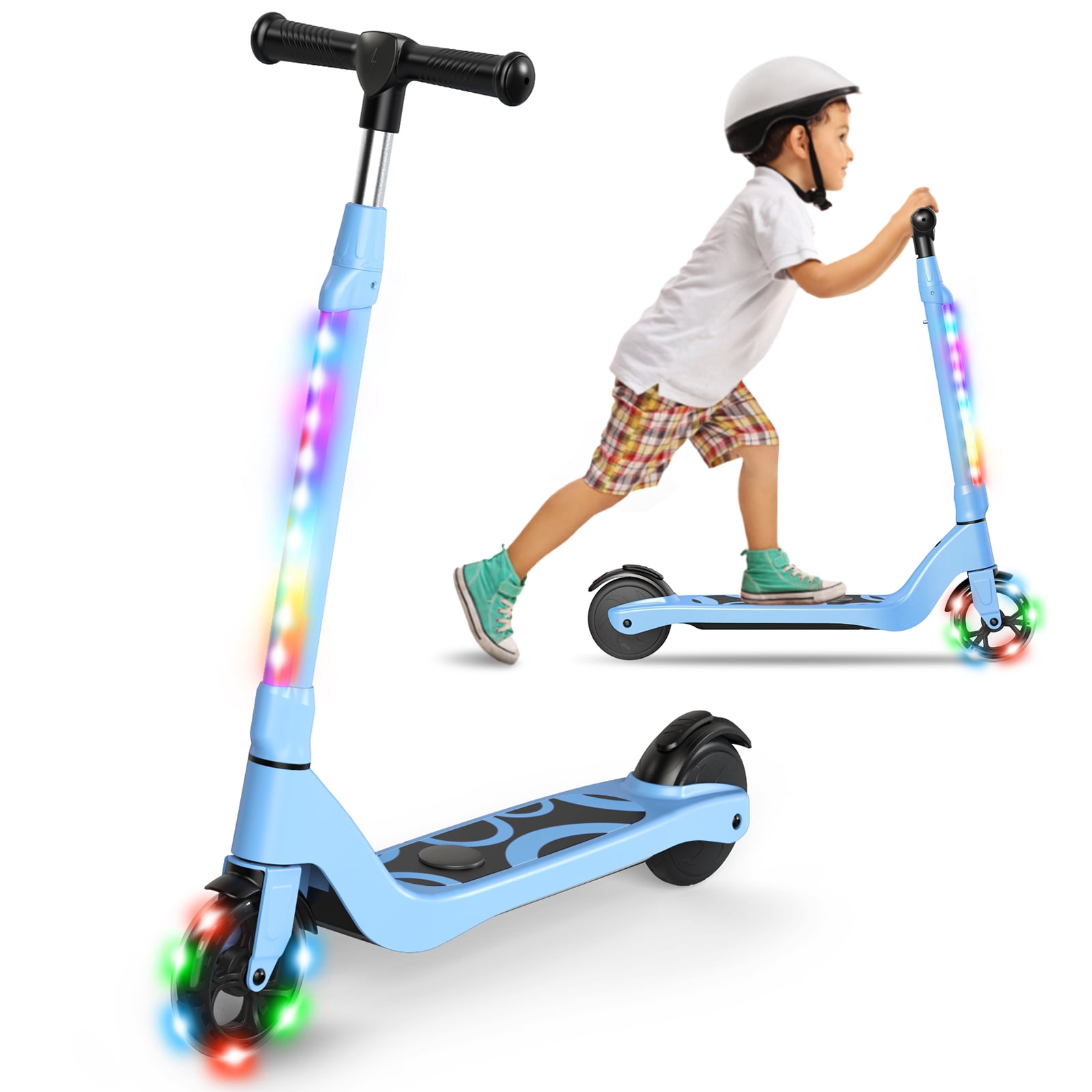 SISIGAD Trottinette Électrique Enfant 6-8-10 Ans – Roues LED 5.3″, 3 Hauteurs, Autonomie 4 Km, Vitesse 10 Km/h, Charge 70 Kg