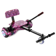 SISIGAD Hoverboard with Seat Attachment, 6.5" Self Balancing Hover Board Scooter, Built-in Cool LED Lights, Gifts for Kids Adults