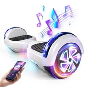 SISIGAD 6.5" Hoverboard with Bluetooth and LED Lights Smart Self Balancing Electric Scooter, 300W Motor, 9mph Speed