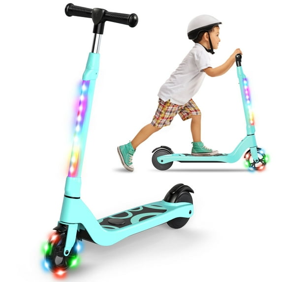 SISIGAD 80W Electric Scooter, Electric Scooter for Kids with LED Light-up Deck and 3 Adjustment Levels Handlebar, Green