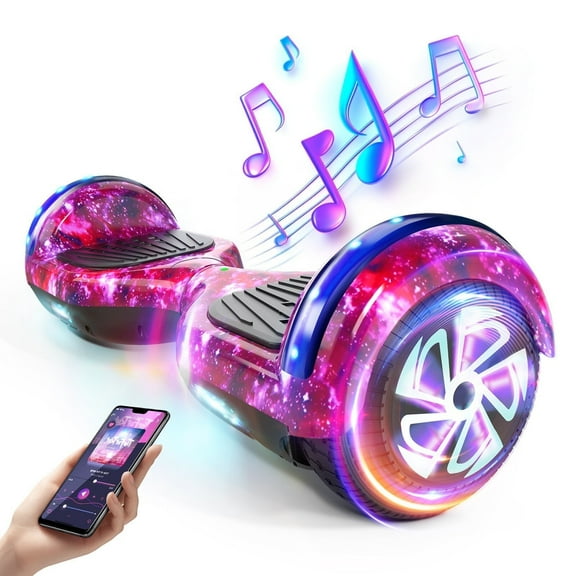SISIGAD All-Terrain Hoverboard, 6.5 In. Self Balancing Flash Wheel Electric Scooter with Bluetooth Speaker and LED Lights