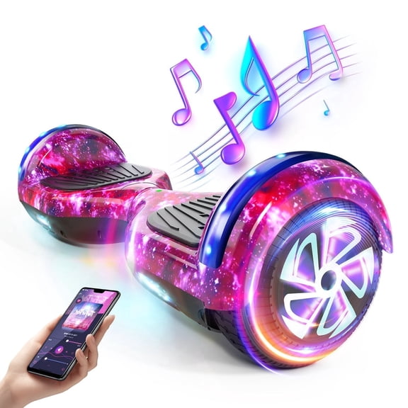 SISIGAD All-Terrain Hoverboard, 6.5" Self Balancing Flash Wheel Electric Scooter with Bluetooth Speaker and LED Lights