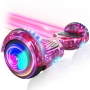 SISIGAD Bluetooth Hoverboard for Adults and Kids, 6.5 inch Solid Tires, LED Lights, Max Speed 6 Mph, Purple