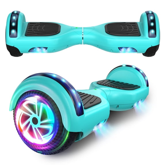 SISIGAD Bluetooth Hoverboard with LED Lights, 6.5 In. Hover Board Self Balancing Scooter, Suit for Adults and Kids, Green