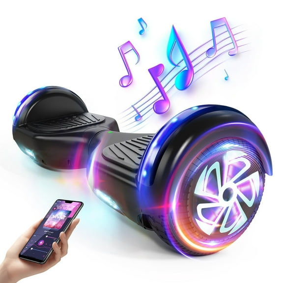 SISIGAD Bluetooth Hoverboard with LED Lights Wheel, 6.5" Self Balancing Electric Scooter for Kids, Teens, Adults