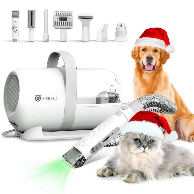 SISIGAD Dog Grooming Kit Low Noise Pet Grooming Vacuum with 1.5L Dust Cup 3 Mode Powerful Suction and 7 Grooming Tools for Pet Hair Home Cleaning
