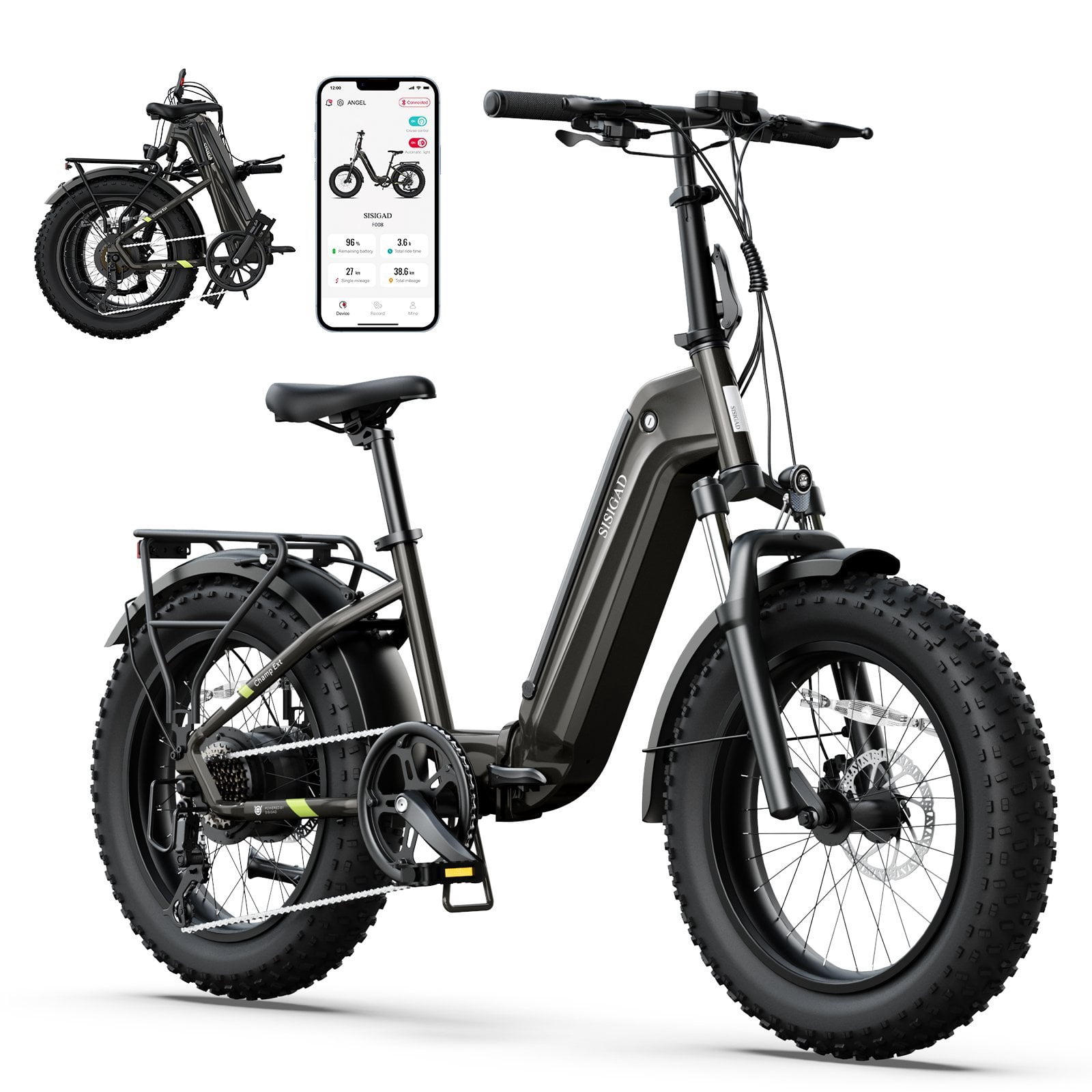 SISIGAD Electric Bike for Adults, 500W Peak 750W Battery Long Range, 20mph E Mountain Bike, 20"×4.0" Fat Tire Ebike, Electric Bicycle 48V/10.4AH UL2849