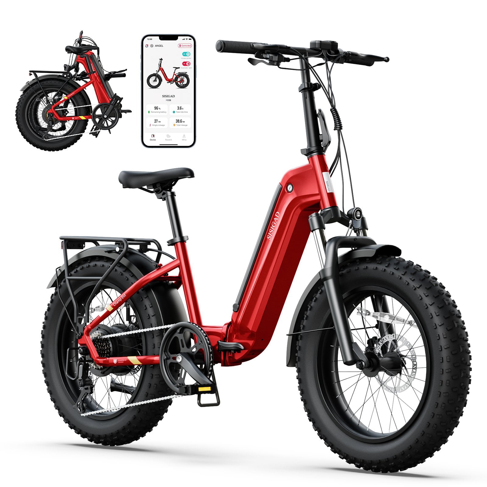 SISIGAD Electric Bike for Adults, 500W Peak 750W Battery Long Range, 20mph E Mountain Bike, 20"×4.0" Fat Tire Ebike, Electric Bicycle 48V/10.4AH UL2849