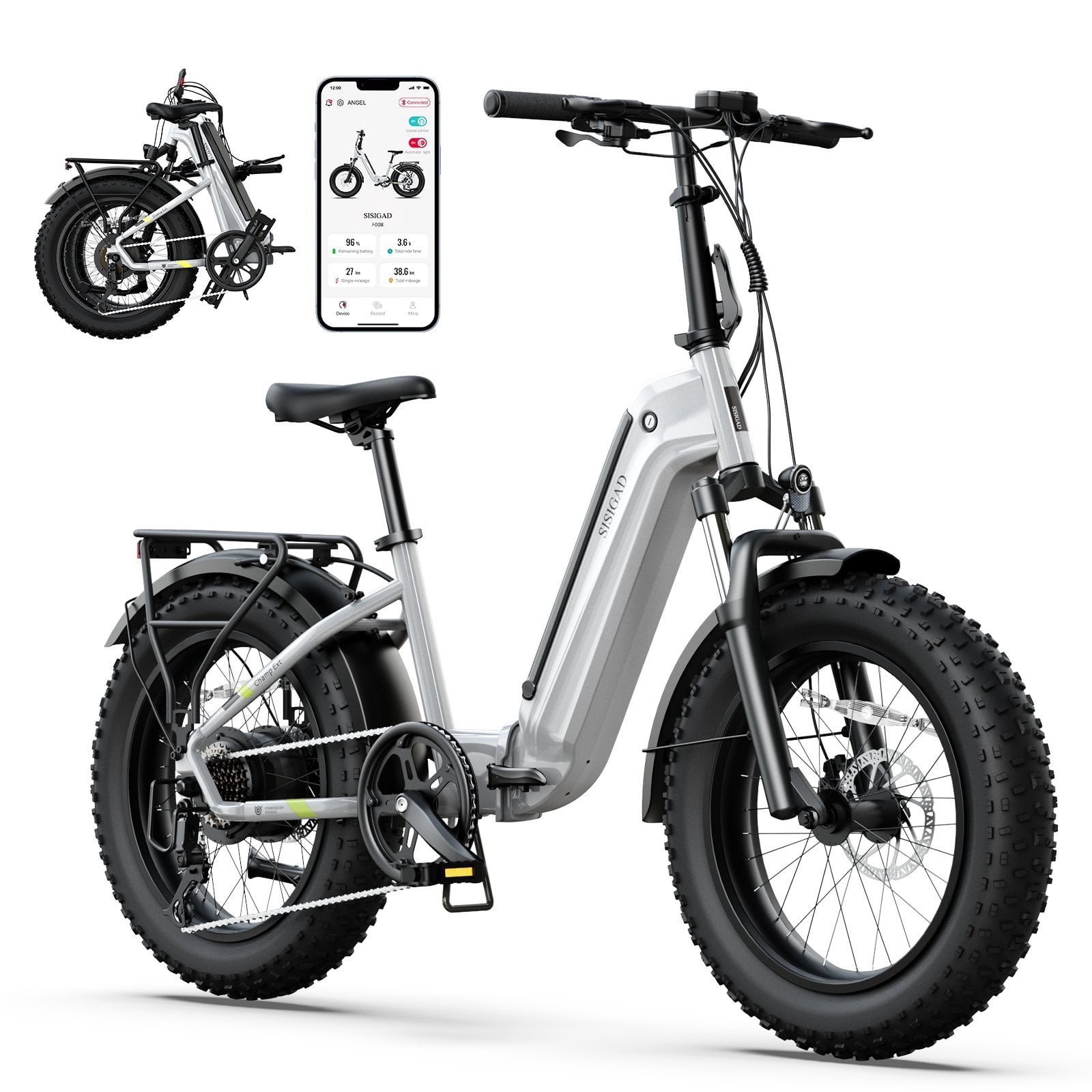 SISIGAD Electric Bike for Adults, 500W Peak 750W Battery Long Range, 20mph E Mountain Bike, 20"×4.0" Fat Tire Ebike, Electric Bicycle 48V/10.4AH UL2849