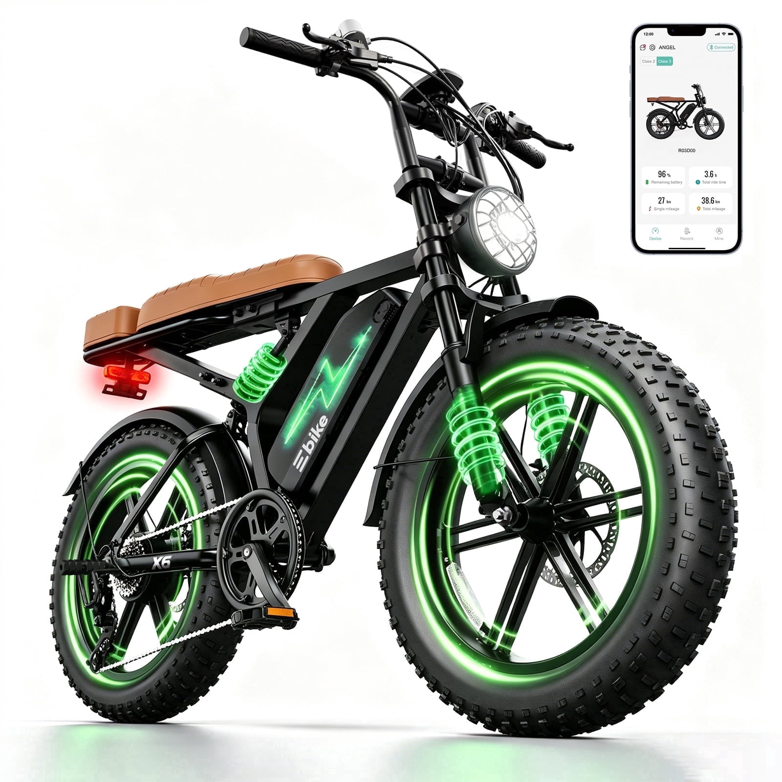 SISIGAD Electric Bike for Adults, 750W Motor 65 Miles Ebike with 48V 15Ah Removable Battery, 20"x4.0" Fat Tire E Mountain Bike for Age 16+, UL2849