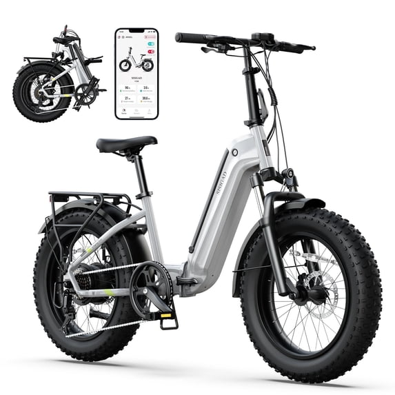 SISIGAD Electric Folding Bike for Adults, 500W Peak 750W Motor, 48V/500WH Battery Long Range, 20mph E Mountain Bike, 20"×4.0" Fat Tire Ebike, SGS