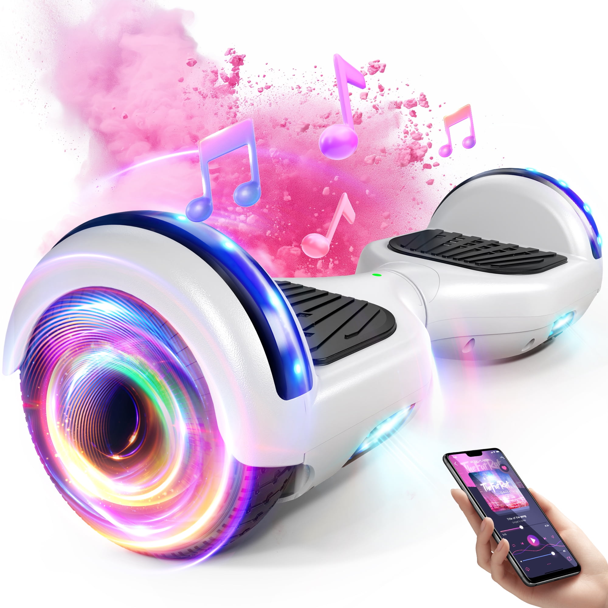 White hoverboard with led lights hotsell