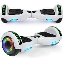 SISIGAD Electric Hover Board 6.5" All Terrain Self Balancing Scooter with Bluetooth Wheels LED Lights, Gift for Kids Adults, White