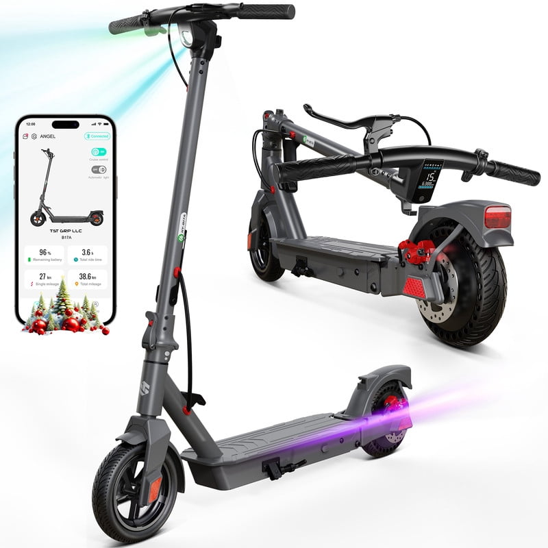SISIGAD Electric Scooter, 350W 8.5" Foldable E-Scooter with Rear Shock Absorbing System, 20 Miles Range, App Support