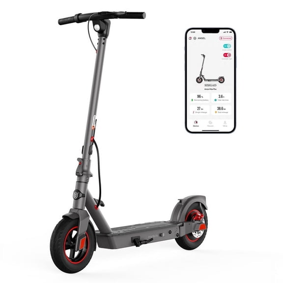 SISIGAD Electric Scooter Adults, 10" Tires, 26 Miles Range, 20 Mph Top Speed, 450W Portable Folding Commuting Electric Scooter with Shock Absorption and App Control