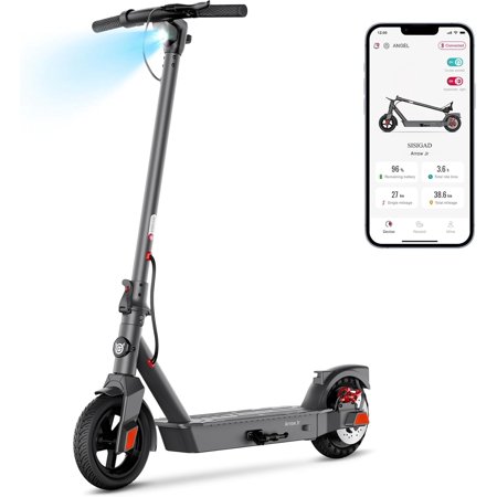 SISIGAD Foldable Adult Electric Scooter with Power Supply Charger Aluminum Rubber Dark Gray