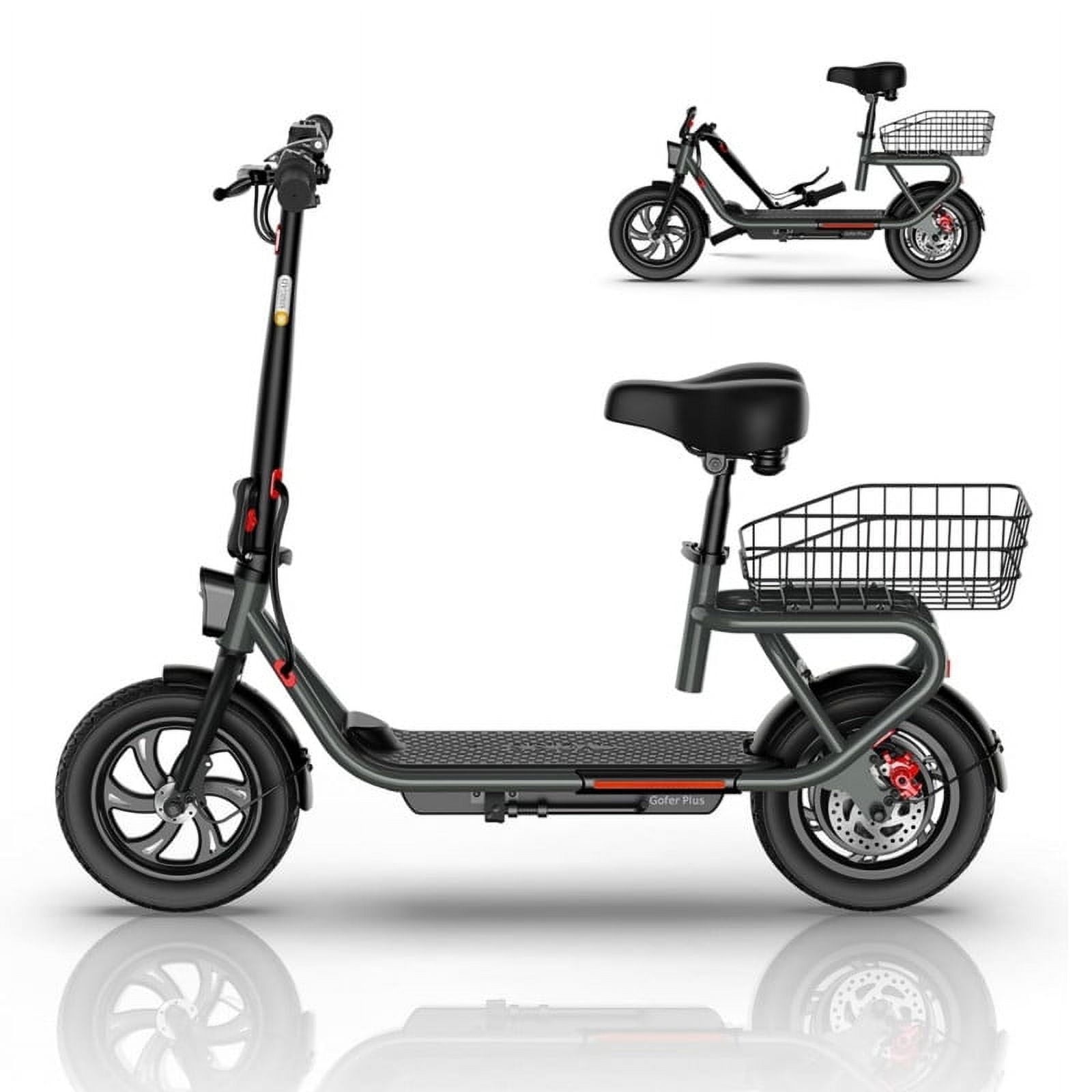 SISIGAD Electric Scooter with Seat for Adults, Peak 500W Motor, 12" Pneumatic Tires, 30 Miles Long Range & 15Mph Speed Foldable E-Scooter for Commuting with Double Braking System